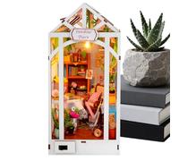 Secret Book House Sujetalibros, pequeña casa de muñecas escondida en un libro, rompecabezas decorativo y organizador para libros | Decoración única para sala de estar, biblioteca, escritorio y
