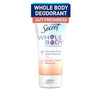 Secret Desodorante de cuerpo completo en crema para mujer, aroma a flor de melocotón y vainilla, desodorante sin aluminio, 72 horas de protección contra olores, 3 onzas