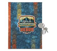 Secret Diary with Lock/Keys, Boys Interactive Christian Journal with Writing Prompts Teen, Tween - Life Is an Adventure with Jesus Psalm 16:11 Bible Verse