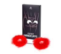 Secretplay Esposas de Marabú – Accesorios bondage sensuales, suaves y cómodas – Rojo