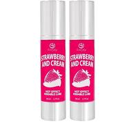 SECRET PLAY - Lubricante con Efecto Calor & Aceite de Masaje 2 en 1 | Textura Sedosa para Juegos de Pareja | Sensación Estimulante y Comestible | Sabor Fresas con Nata | 50 ml (Paquete de 2)