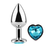 Secretplay – Plug anal con forma de corazón metálico azul 7 cm Talla S 1 ud