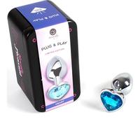 SECRET PLAY - Plug Anal con Forma de Corazón | Juguete Íntimo Estético para Estimulación Sensorial | Plug Ergonómico de Silicona con Base Decorativa | Accesorio Discreto para Parejas | Tamaño S | Azul
