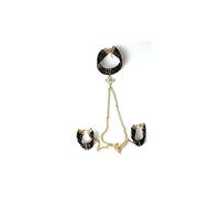 Secret Play S199, Collar y Esposas con Perlas, Negro