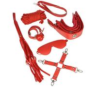 Secret Play S278, Prendas Fetiche de Cuero, Rojo, Pack de 8