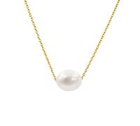 Secret & You Collar de Mujer Perlas Cultivadas Barrocas de 10-11 mm de Agua Dulce - Cadena y Colgante de Plata de Ley de 925 Bañada en Oro de 18k 38 a 45 cm de Largo.