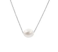 Secret & You Collar de Mujer Perlas Cultivadas Barrocas de 10-11 mm de Agua Dulce - Cadena y Colgante de Plata de Ley de 925 Bañada en Rodio 38 a 45 cm de Largo.