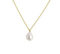 Secret & You Collar de Mujer Perlas Cultivadas Barrocas Grandes de 12-13 mm de Agua Dulce - Cadena de Plata de Ley de 925 Bañada en Oro de 18k 38 a 45 cm.