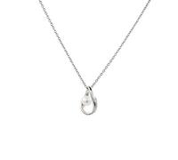 Secret & You Collar de Perla Cultivada de Agua Dulce Compuesto por una Cadena y un Colgante de Plata de Ley de 925 Perla Redonda de 4,5 a 5 mm y una circonita - 40 o 45 cm de Largo.