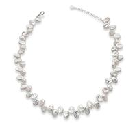 Secret & You Collar de Perlas de Mujer Cultivadas de Agua Dulce Barrocas Keshi de 38 cm de Largo con Cadena de Extensión Perlas Barrocas Keshi de 9-10 mm con nudo entre cada perla.