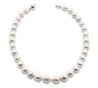 Secret & You Collar de Perlas de Mujer Cultivadas de Agua Dulce Semi - Barrocas Grandes de 42 cm de largo Perlas Barrocas de 10-14 mm con nudo entre cada perla.