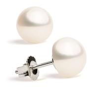 Secret & You - Pendientes de perlas para mujeres y niñas, perlas de agua dulce cultivadas en forma de botón - Plata de Ley 925 - Disponible en 10 tamaños de 4 mm a 13 mm (12-12.5 mm)