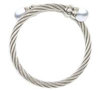 Secret & You Pulsera de Mujer de Perlas Cultivadas de Agua Dulce Barrocas de 10 a 11 mm Pulsera de Cordón de Acero Inoxidable Trenzado.