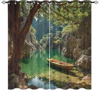 Secretos de La MontañA y El Agua Infantil Cortinas Opacas Aislantes 2 Paneles 140An x 260Al cm Paisajes Naturales Suave Poliéster Cortina con Ojales para Salon Dormitorio Oficina Hotel Decorativa