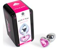 SECRETPLAY Metal Butt Plug Corazón Fucsia Talla S - Diseño Elegante Para Placer Intenso