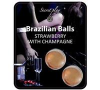 SECRETPLAY Set 2 Bolas Brasileñas Fresas Con Cava - Lubricante Hidratante Para Masajes Agradables