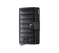 Secrid Miniwallet Emboss Lines+ Tarjetero, Negro Protección de Aluminio, Cuero Vegano