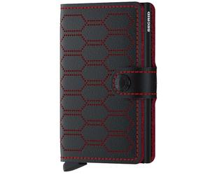 Secrid Miniwallet Negro-Rojo, Unisex Adulto, Talla única, Moderno, Negro y Rojo, 9 secciones, 6 ranuras de tarjeta, Poliéster, 1 bolsillo, Botón, Accesorio de viaje - Billetera