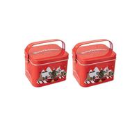 (Section B) 2Pcs Candy Boxes with Carry Handle Christmas Theme Decoration Tinplate Candies Tins Handheld Sweets Storage Container