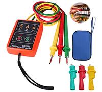 Secuencia de Fase Presencia Rotación Tester, 3 fases Indicador LED Digital, 60V~600V AC Indicador Detector Meter, Probador de Rotación de Fase, Probador de Fase Dispositivo con luz LED y zumbador