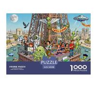 Secuestro alienígena Puzzle De Madera Impermeable DIY Puzzles De 1000 Piezas para Adultos Colorido Rompecabezas para Decoración del Hogar