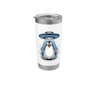Secuestro de ovnis de pingüino - Teoría divertida de la conspiración alienígena Vaso térmico de acero inoxidable de doble pared