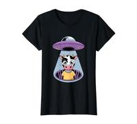 Secuestro de ovnis de Vaca Camiseta gráfica económica, Mujer, Negro, XL