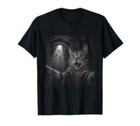Secuestro de un Gato ovni, Selfie, Gatito sorprendido, mira hacia Arriba, Divertido felino Camiseta