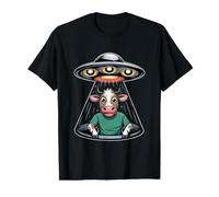 Secuestro de Vacas ovni Camiseta gráfica económica, Hombre, Negro, XL