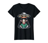 Secuestro de Vacas ovni Camiseta gráfica económica, Mujer, Negro, XS