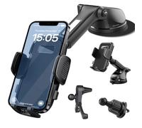 SecuFirst Soporte Movil Telefono Coche Regalo del Día del Padre,Porta Móvil 4 en 1 para Ducha y Pared,Suporte Telemovel Carro Giratorio 360° para el Salpicadero y Parabrisas del Coche,Escritorio.