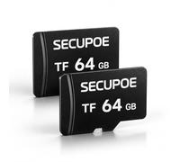 SECUPOE 2 tarjetas de memoria TF de 64 GB, formato FAT32, clase 10, lectura/escritura de alta velocidad, grabación 24/7 para cámara de seguridad, cámara de salpicadero y más