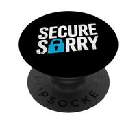 Secure Sorry Candado Violación de Datos Seguridad Cibernética Humor PopSockets PopGrip Adhesivo