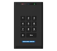 SecureData SecureDrive KP 2TB Hardware cifrado USB 3.0 Unidad externa FIPS 140-2 Nivel 3 Desbloqueo a través de teclado compatible con TAA, CJIS, HIPAA, CMMC, GDPR, funciona con Mac y Win Free AV