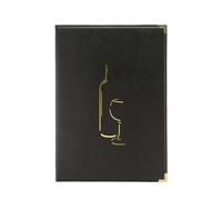SECURIT - Carta de Vinos Classic Line - 2 Inserciones Fijas = 8 Hojas A4 - Café, Bar, Restaurante - Polipiel - Color Negro