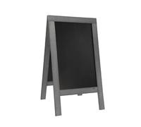 SECURIT - Pizarra con Caballete Doble Cara de Madera de Haya "Natural" - Pizarra para Rotulador de Tiza Líquida - Restaurante, Bar, Cafetería, Tienda - 75 x 135 cm - Color Gris