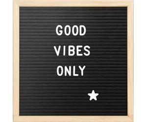 Securit Pizarra con letras 30 x 30 cm, madera natural y fieltro, incluye 360 letras, números, símbolos y un kit de montaje en pared incluido