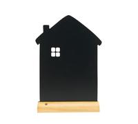 SECURIT - Pizarra de Mesa Hogar + Rotulador Blanco - Pizarra Portamenús Doble Cara - Base de Madera Lacada - Café, Bar, Restaurante - 34,5 x 21 x 6 cm - Color Natural/Negro