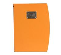 SECURIT - Portamenús Rio Line - 1 Inserto Fijo Doble Cara = 4 Páginas A4 - Posibilidad de Añadir Insertos - Placa de Acero con Etiqueta de Cubiertos - Café, Bar, Restaurante - Color Naranja