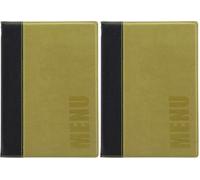 SECURIT - Portamenús Trendy Line - 1 Inserto Fijo Doble Cara : 4 Páginas A5 - Posibilidad de Añadir Insertos - Café, Bar, Restaurante - Piel Sintética PU - Color Verde (Paquete de 2)