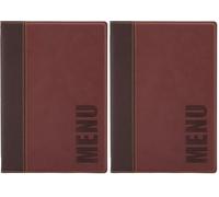 SECURIT - Portamenús Trendy Line - 1 Inserto Fijo Doble Cara : 4 Páginas A5 - Posibilidad de Añadir Insertos - Café, Bar, Restaurante - Piel Sintética PU - Color Rojo (Paquete de 2)