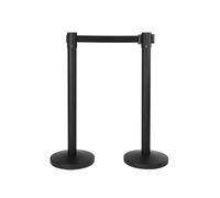 SECURIT - Set 2 Postes con Base Retráctil - H. 93 cm - Negro