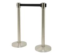 SECURIT - Set 2 Postes con Base Retráctil - H. 93 cm - Plata