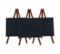SECURIT - Set 3 Pizarras de Mesa + Caballetes + Rotulador de Tiza - Pizarras Portamenús - Base de Madera Lacada - Cafetería, Bar, Restaurante, Tienda - 24,4 x 15 x 13,5 cm - Color Caoba/Negro