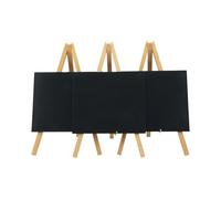 SECURIT - Set 3 Pizarras de Mesa + Caballetes + Rotulador de Tiza - Pizarras Portamenús - Base de Madera Lacada - Cafetería, Bar, Restaurante, Tienda - 24,4 x 15 x 13,5 cm - Color Natural/Negro