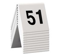 SECURIT - Set de 10 Números de Mesa del 51 al 60 - Apilable - Café, Bar, Restaurante, Hotel - Acrílico - 5,2 x 5,2 x 4,5 cm - Color Blanco