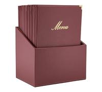 SECURIT - Set de 20 Portamenús Classic Line con Caja de Exhibición - 1 Inserto Fijo Doble Cara = 4 Páginas A4 - Posibilidad de Añadir Insertos - Café, Bar, Restaurante - Imitación Cuero PU - Rojo
