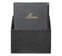 SECURIT - Set de 20 Portamenús Classic Line con Caja de Exhibición - 1 Inserto Fijo Doble Cara = 4 Páginas A4 - Posibilidad de Añadir Insertos - Café, Bar, Restaurante - Imitación Cuero PU - Negro