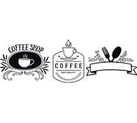SECURIT - Set de 3 Plantillas Vitrina - Tema Coffee Shop