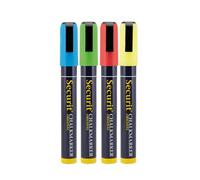 SECURIT - Set de 4 Rotuladores de Tiza Líquida - Punta Fina 2-6 mm | Pizarra, Vidrio, Metal, Espejo - Multicolores - Inodoro y no tóxico - Fácil de limpiar con un paño húmedo